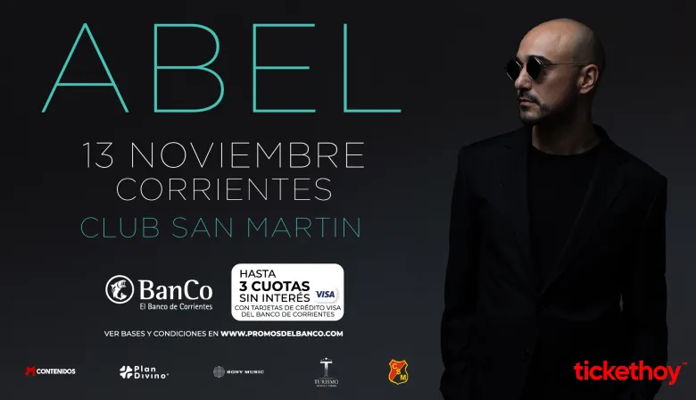 Abel Pintos en Corrientes: entradas en 3 cuotas sin interés con tarjetas VISA del Banco de Corrientes