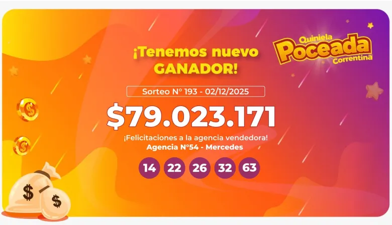 Diciembre empezó con un nuevo ganador en la Quiniela Poceada Correntina.