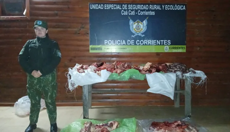 Secuestran 110 kilos de carne clandestina durante un operativo conjunto entre gendarmería y policía rural