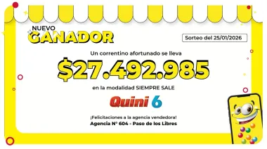 Un apostador de Paso de los Libres ganó más de 27 millones de pesos en el Quini 6