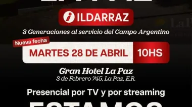 Martes 28 de abril gran remate de Ildarraz en La Paz Entre Rios