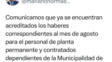 La Municipalidad de Goya acreditó los sueldos de agosto para planta permanente y contratados