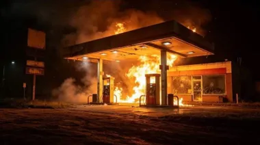 Momentos de tensión: un incendio en una estación de servicio obligó a cortar la ruta