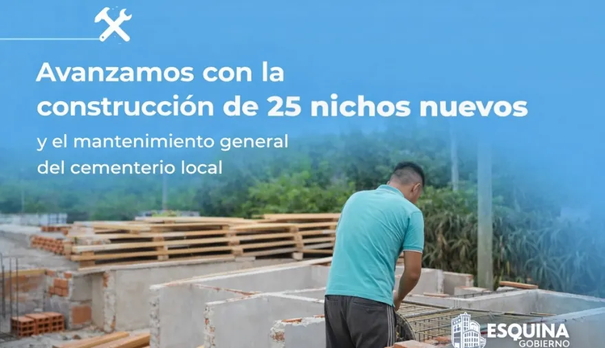Avanza la construcción de nuevos nichos y mejoras en el cementerio de Esquina
