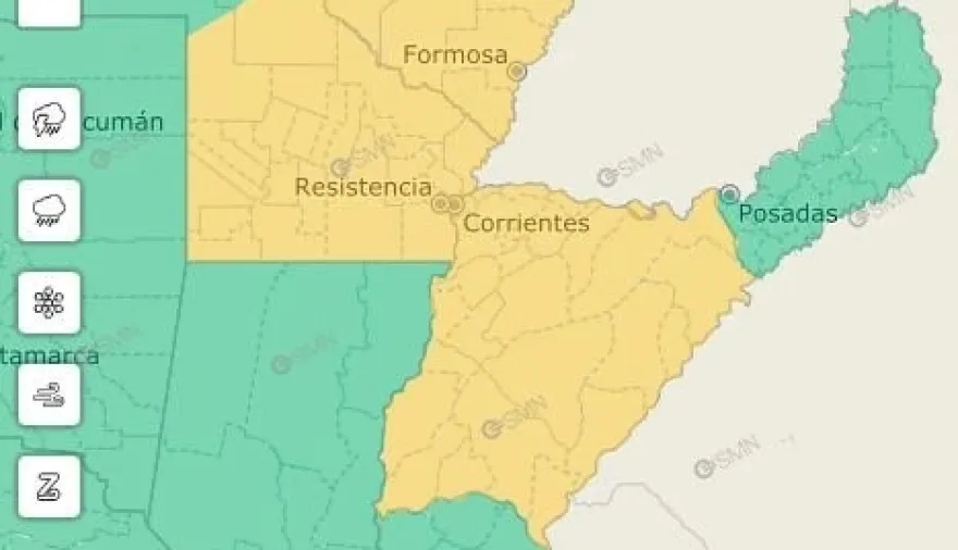 Rige una alerta amarilla por tormentas en toda Corrientes: prevén lluvias intensas hasta el miércoles