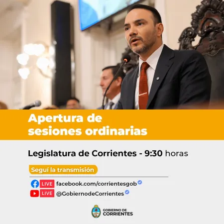 El gobernador Juan Pablo Valdés dará su primer discurso ante la Asamblea Legislativa en una Apertura de sesiones ordinarias