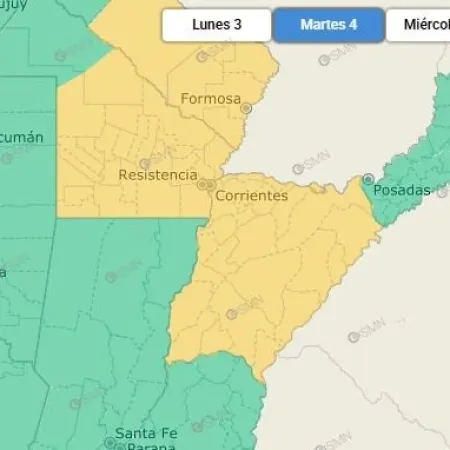 Rige una alerta amarilla por tormentas en toda Corrientes: prevén lluvias intensas hasta el miércoles