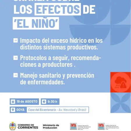Goya: Este miercoles en Casa del Bicentenario: charla sobre los efectos del fenómeno “El Niño”