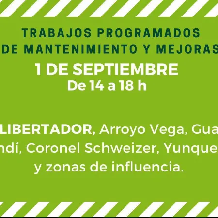 Esquina: trabajos programados de mantenimiento y mejoras en el servicio eléctrico