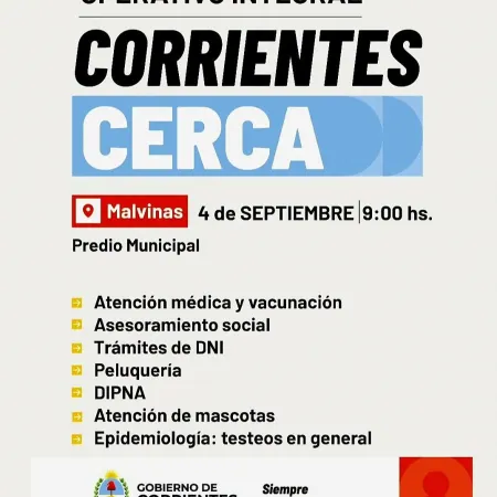 Malvinas se prepara para una nueva jornada de servicios con el operativo “Corrientes Cerca”